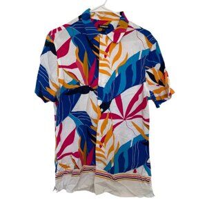 Express Tropical Palm Floral Button Up Shirt Size S